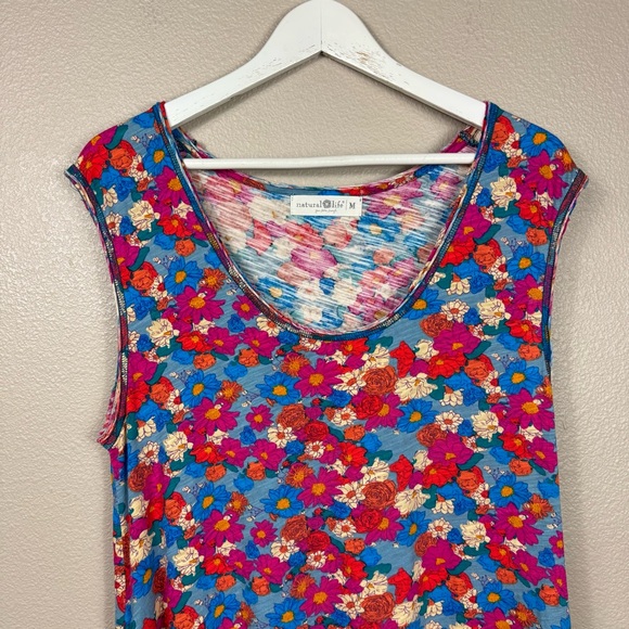 Natural Life Hangout 100% Cotton Boho Midi‎ Dress Pink Floral Size S Sundress - Picture 6 of 10